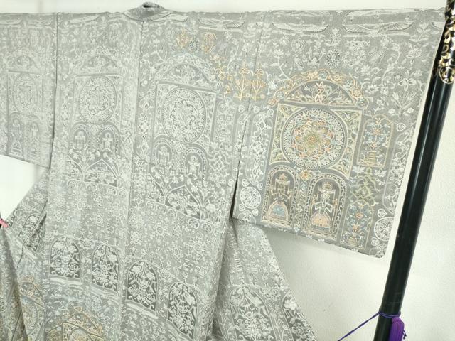平和屋本店●極上 訪問着 天目織 刺繍 正倉院人物花文 金糸 ロング丈 逸品 DZAA5100kh5