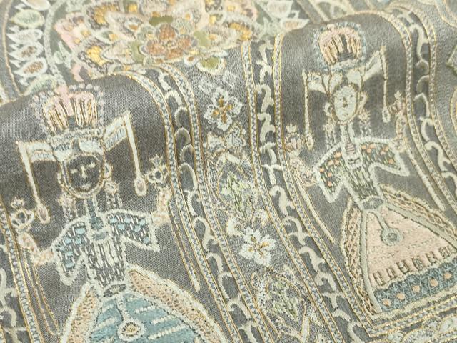 平和屋本店●極上 訪問着 天目織 刺繍 正倉院人物花文 金糸 ロング丈 逸品 DZAA5100kh5