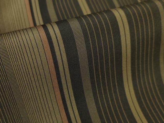 平和屋本店■極上 繭蚕 黄八丈 紬 縞 証紙付き 逸品 DZAA5113kh5