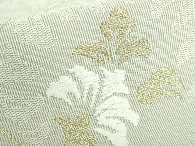 平和屋本店●極上 西陣 河村織物 河村つづれ 八寸名古屋帯 唐織 花唐草 白橡色地 金糸 逸品 DZAA5163kh5