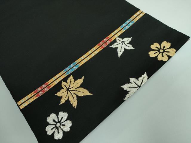 平和屋本店●最高級 龍村平蔵製 六通柄 本袋帯 威毛錦 黒地 金銀糸 逸品 DZAA5171kh5