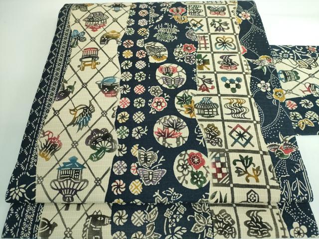 平和屋本店■極上 工房桝屋儀兵衛 紅型 芭蕉織 九寸名古屋帯 本場縞大島 型絵染 武島織物 証紙付き 逸品 未使用 DZAA5176kh5