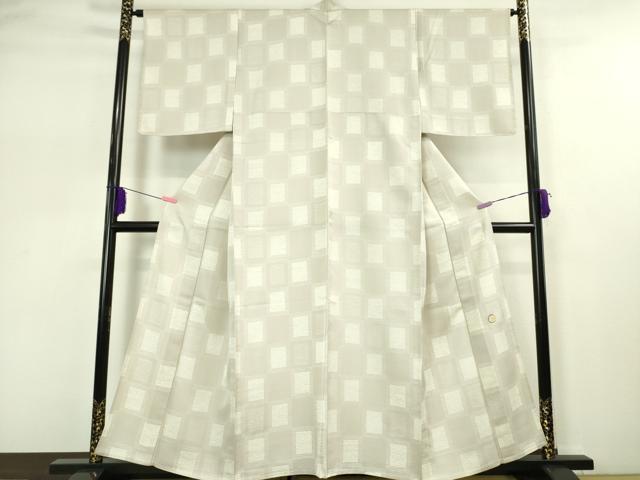 平和屋本店▽極上 小紋 単衣 作家物 変わり市松 逸品 未使用 DZAA5214kh5