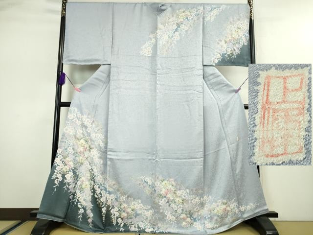 平和屋本店●極上 越後十日町の一流染匠 桐屋・翠山工房 正峰 訪問着 辻が花 金彩 銀通し地 京都きもの友禅扱い 逸品 未使用 DZAA5230kh5