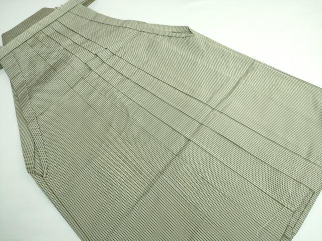 平和屋本店■極上 男性 馬乗り袴 縞 利休茶色×海松色 逸品 未使用 DZAA5248kh5