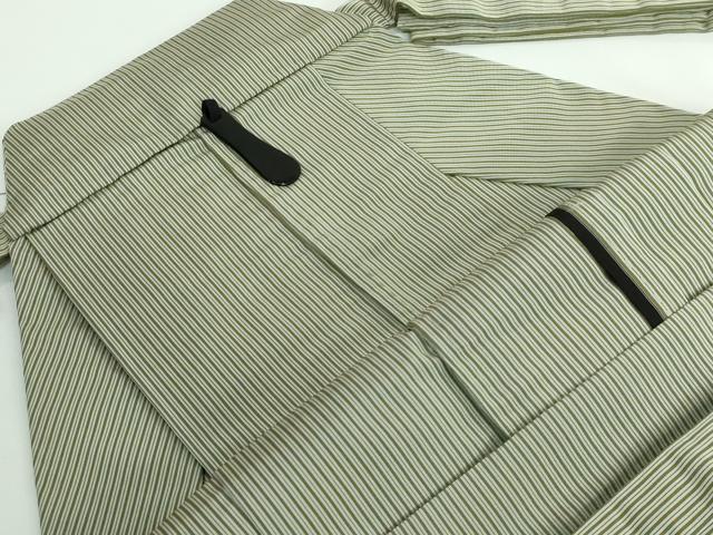 平和屋本店■極上 男性 馬乗り袴 縞 利休茶色×海松色 逸品 未使用 DZAA5248kh5