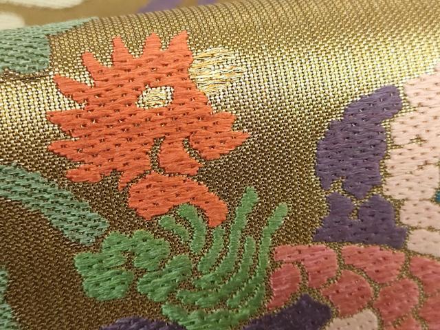 平和屋本店■極上 洛風林 工芸帯地 全通柄袋帯 唐織 鳳凰唐草 金糸 逸品 DZAA5287kh5