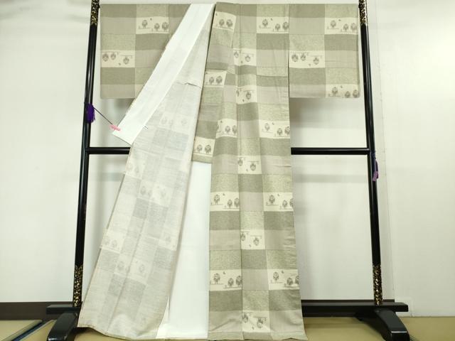 平和屋本店▽極上 結城紬・長襦袢(無双仕立て)セット 単衣 京友禅 ふくろう 梟 証紙付き 逸品 未使用 DZAA5355kh5
