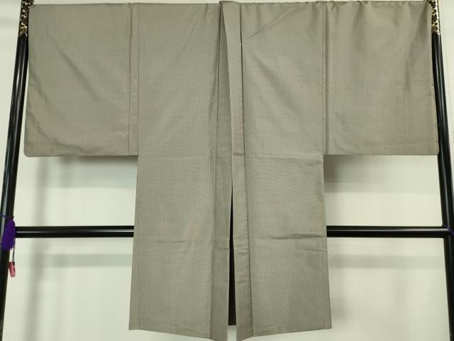 平和屋本店■極上 男性 お召 アンサンブル 長羽織・長襦袢(袷) 3点セット キングサイズ 着物・煤色地 羽織・潤色地 逸品 DZAA5374kh5