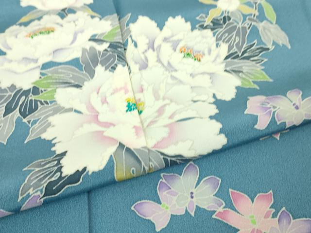平和屋本店●極上 本加賀友禅作家 奥田勝将 訪問着 花王 ヨットブルー色地 証紙付き 逸品 DZAA5396kh5