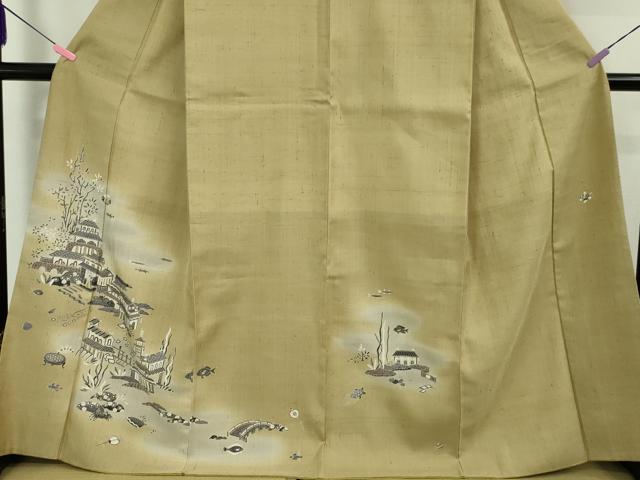 平和屋本店●極上 染織の名門 しょうざん 生紬 訪問着 浦島太郎 竜宮城 証紙付き 逸品 DZAA5532kh5