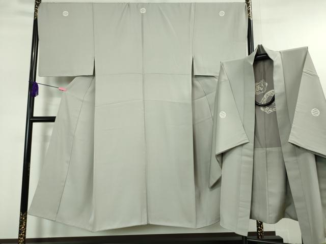 平和屋本店■極上 男性 色紋付 羽織セット 白鼠色 逸品 DZAA5534kh5