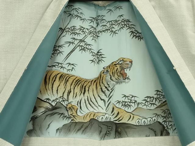 平和屋本店■極上 男性 本場大島紬 白大島 アンサンブル 長羽織 100亀甲 総詰め 羽裏・虎 逸品 DZAA5560kh5