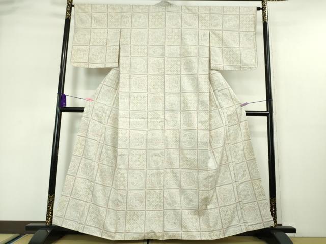 平和屋本店■極上 本場結城紬 重要無形文化財 100亀甲 格子花丸文 逸品 未使用 DZAA5582kh5