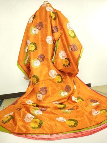 平和屋本店■希少 十二単 表着・打衣・五衣 唐織 鳳凰華丸文 逸品 DZAA5610kh5