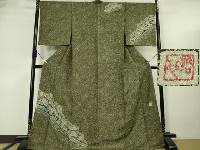 訪問着 樋熊哲也 美しい辻が花絞り 海松藍色 トールサイズ K-4128 訪問着 樋熊哲也 美しい辻が花絞り 海松藍色 トールサイズ K-4128 訪問着