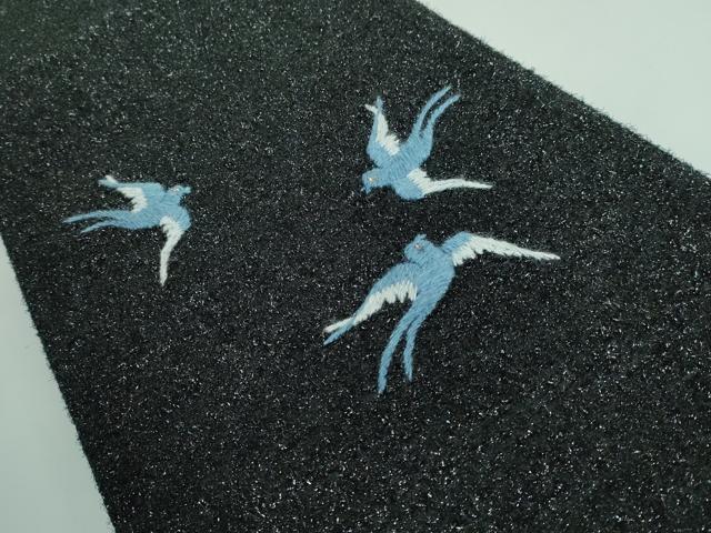 平和屋本店●極上 キモノデザイナー 斉藤上太郎 太鼓柄袋帯 手刺繍 総刺繍 ラメモール織 飛鳥 黒地 逸品 DZAA5662kh5