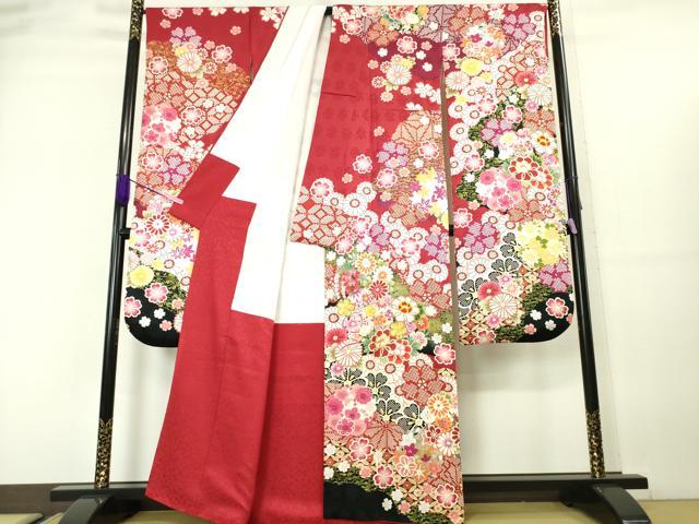 平和屋本店●極上 振袖 駒刺繍 花毬文 暈し染め 金彩 逸品 DZAA5744kh5