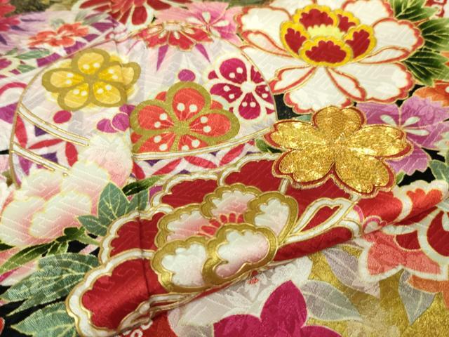 平和屋本店●極上 振袖 駒刺繍 花毬文 暈し染め 金彩 逸品 DZAA5744kh5
