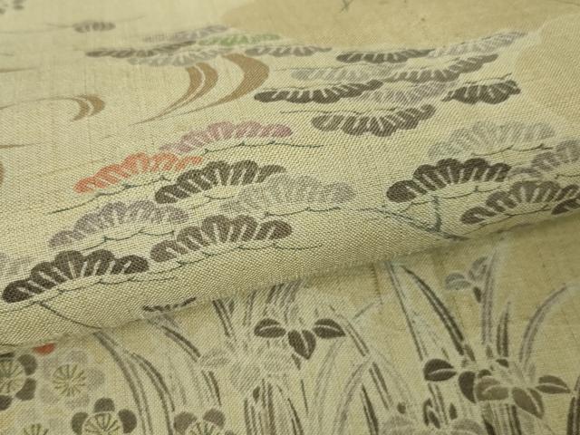 平和屋本店▽極上 染織の名門 しょうざん 生紬 単衣 風景花文 逸品 DZAA5747kh5
