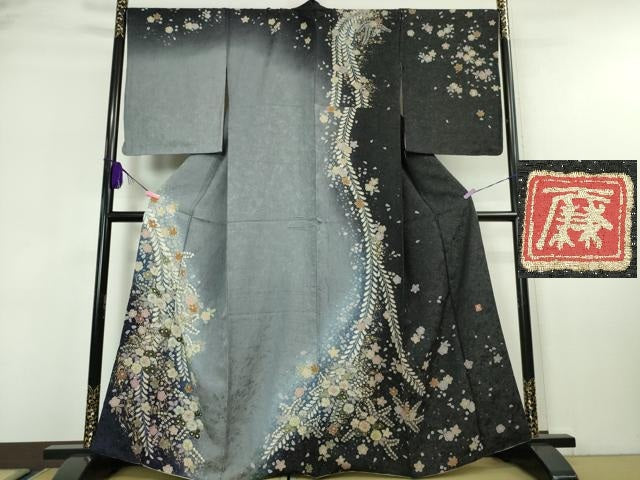 D402 訪問着 吉野一廉 辻ヶ花 正絹 着物 袷 未使用極美