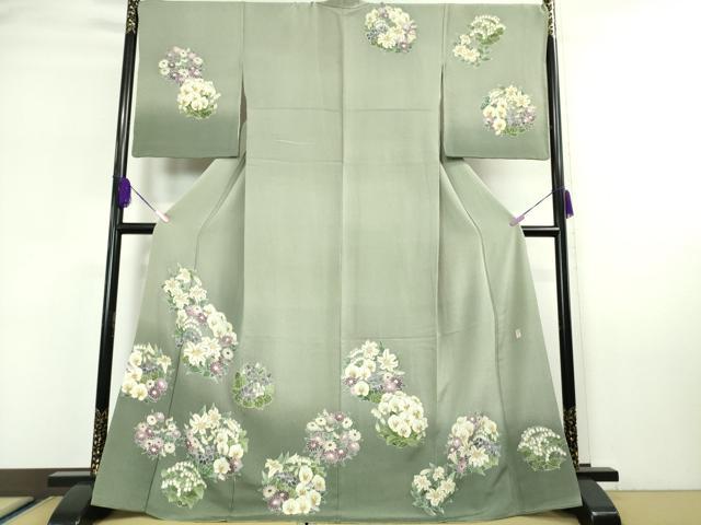 平和屋本店■極上 訪問着 友禅 作家物 花丸文 暈し染め 金彩 鬼しぼ縮緬 逸品 DZAA5773kh5