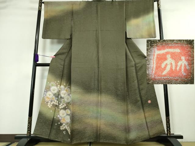 平和屋本店■最高級 二代目 久保田一竹 幻の辻が花 訪問着 暈し染め 金通し地 逸品 DZAA5778kh5