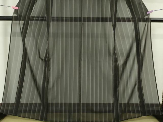 平和屋本店■希少 夏物 本場黄八丈 黒八丈 夏黄八 紗紬 間道 逸品 未使用 DZAA5781kh5
