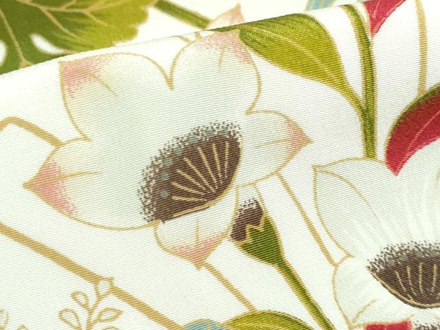 平和屋本店●上質な長襦袢 無双仕立て 雪輪花文 乱菊 逸品 DZAA5792kh5