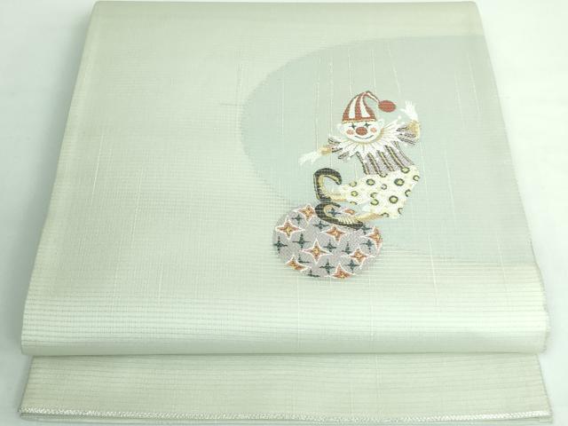 平和屋本店▽極上 太鼓柄袋帯 スリーシーズン帯 ピエロ 金糸 逸品 DZAA5870kh5