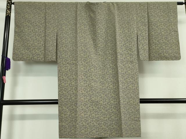 平和屋本店■極上 道行コート ロング丈 お召地 単衣 黄金糸 草花文 逸品 未使用 DZAA5901kh5