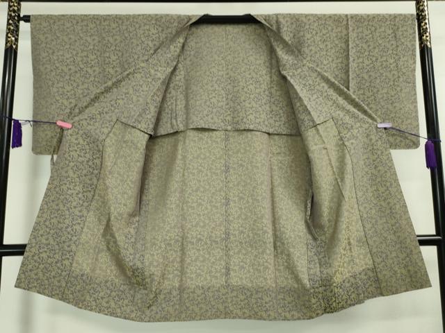 平和屋本店■極上 道行コート ロング丈 お召地 単衣 黄金糸 草花文 逸品 未使用 DZAA5901kh5