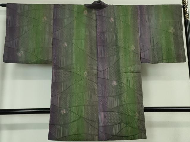 平和屋本店#極上 道中着 ロング丈 ふくれ織 クローバー 暈し染め 逸品 DZAA5910kh5
