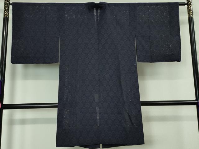 平和屋本店▽極上 道中着 スリーシーズン 春夏秋 塵除け ロング丈 紗 太子間道 濃紺地 逸品 未使用 DZAA5920kh5