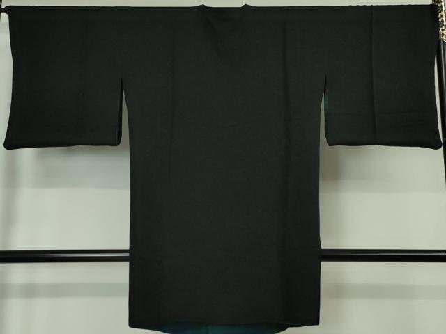 平和屋本店■極上 道行コート ロング丈 リバーシブル 暈し染め 青緑×黒地 逸品 DZAA5929kh5