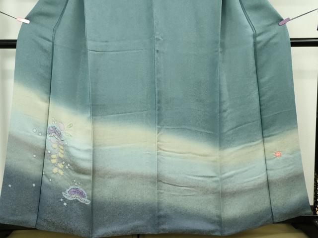 平和屋本店■極上 久保田一竹 幻の辻が花 訪問着 絞り 松 暈し染め 銀通し地 逸品 DZAA5961kh5