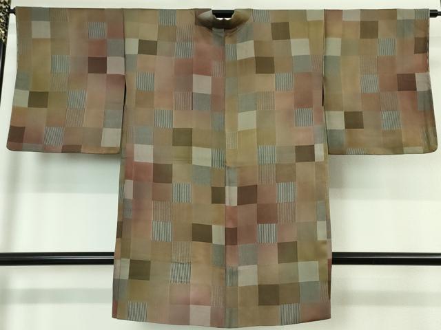 平和屋本店#極上 長羽織 お召地 市松文様 逸品 未使用 DZAA5962kh5