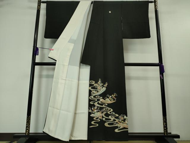 平和屋本店■極上 創業130年 江戸染繍友禅 大彦 黒留袖 刺繍 花舟 金糸 三越扱い 逸品 DZAA5972kh5