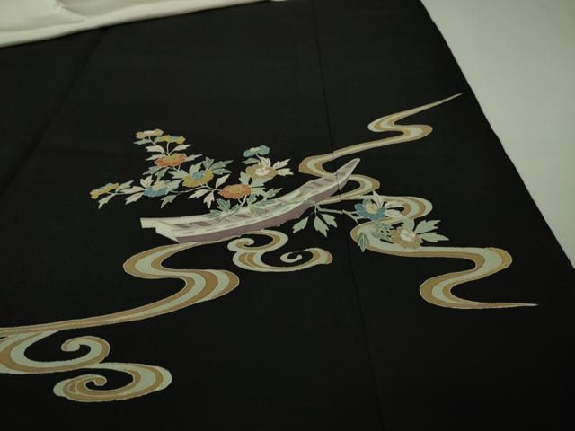 平和屋本店■極上 創業130年 江戸染繍友禅 大彦 黒留袖 刺繍 花舟 金糸 三越扱い 逸品 DZAA5972kh5