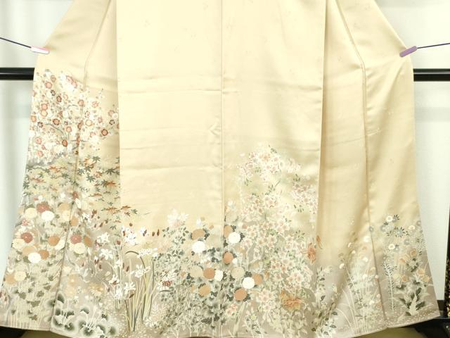 平和屋本店■極上 訪問着 友禅 駒刺繍 吉祥花文 香色地 暈し染め 金彩 三越扱い 逸品 DZAA5991kh5