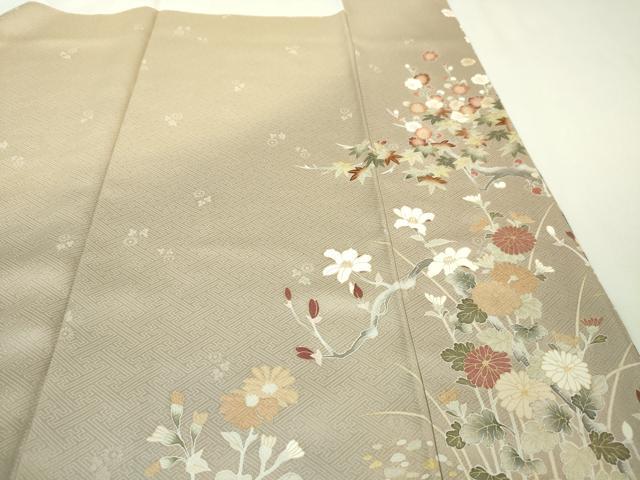 平和屋本店■極上 訪問着 友禅 駒刺繍 吉祥花文 香色地 暈し染め 金彩 三越扱い 逸品 DZAA5991kh5