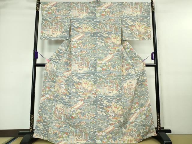 平和屋本店■極上 創業460年・千總 小紋 初音御所解 鬼しぼ縮緬 伊勢丹扱い 反端付き 逸品 DZAA6044kh5