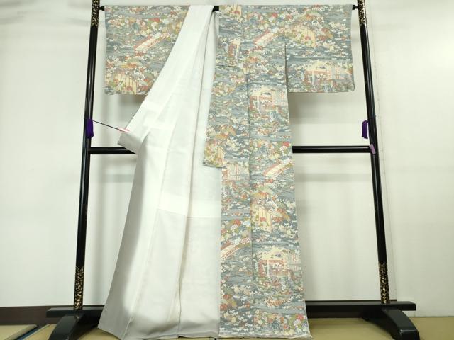 平和屋本店■極上 創業460年・千總 小紋 初音御所解 鬼しぼ縮緬 伊勢丹扱い 反端付き 逸品 DZAA6044kh5