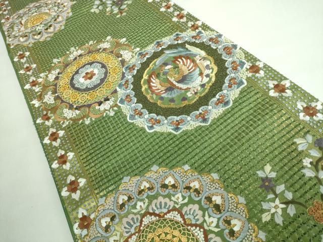 平和屋本店■極上 中国三大刺繍 スワトウ相良刺繍 総刺繍 六通柄袋帯 正倉院鳳凰花文 金糸 逸品 未使用 DZAA6068kh5