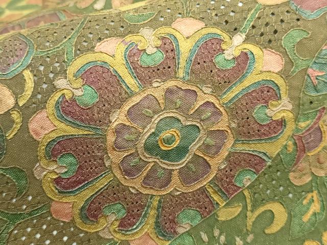 平和屋本店■極上 中国三大刺繍 スワトウ刺繍 汕頭刺繍 相良刺繍 全通柄袋帯 切嵌花文 金彩 逸品 未使用 DZAA6069kh5