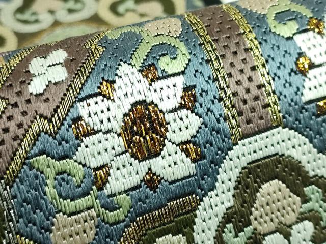 平和屋本店■極上 全通柄袋帯 総刺繍 絽刺し 蜀江花文 金糸 逸品 未使用 DZAA6073kh5