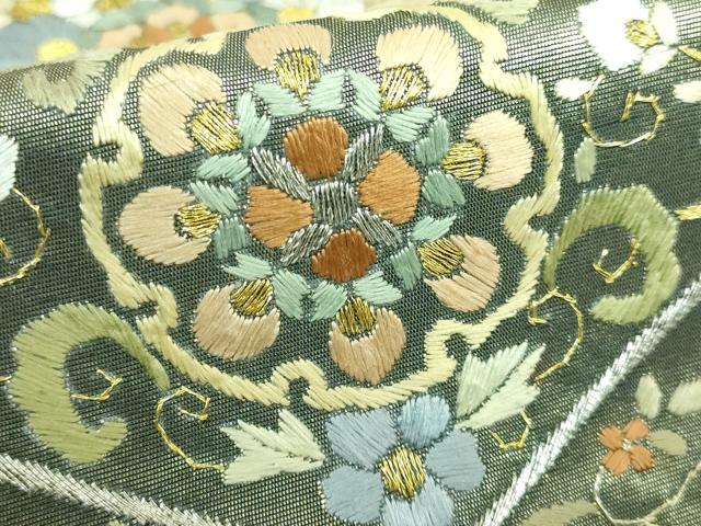 平和屋本店■極上 六通柄袋帯 総刺繍 正倉院花文 金銀糸 逸品 DZAA6074kh5