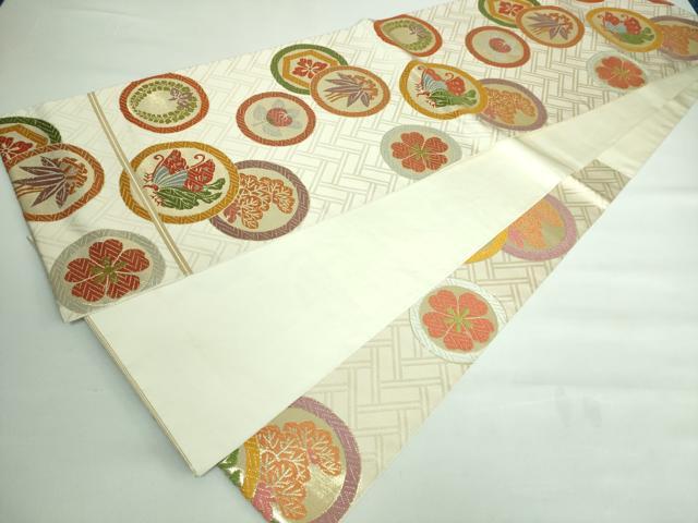 平和屋本店■極上 西陣 川島織物 六通柄 本袋帯 唐織 花蝶丸文 金糸 逸品 DZAA6081kh5