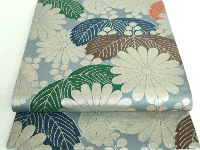 平和屋本店■極上 西陣 白綾苑大庭 六通柄袋帯 菊 桐 金糸 逸品 DZAA6087kh5