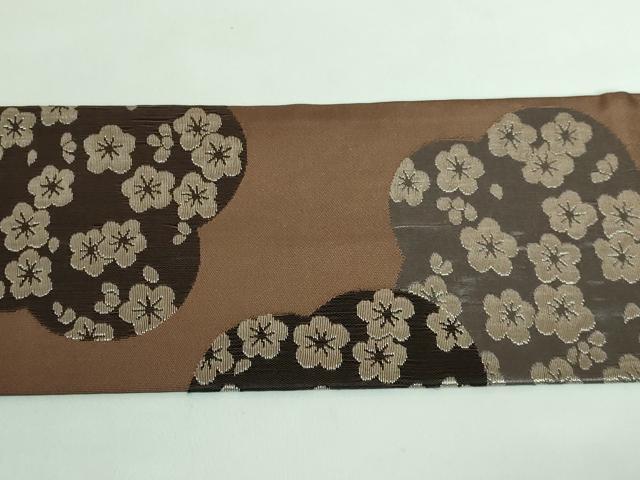 平和屋本店●極上 洛風林 工芸帯地 九寸名古屋帯 梅 黒茶色地 銀糸 逸品 DZAA6099kh5